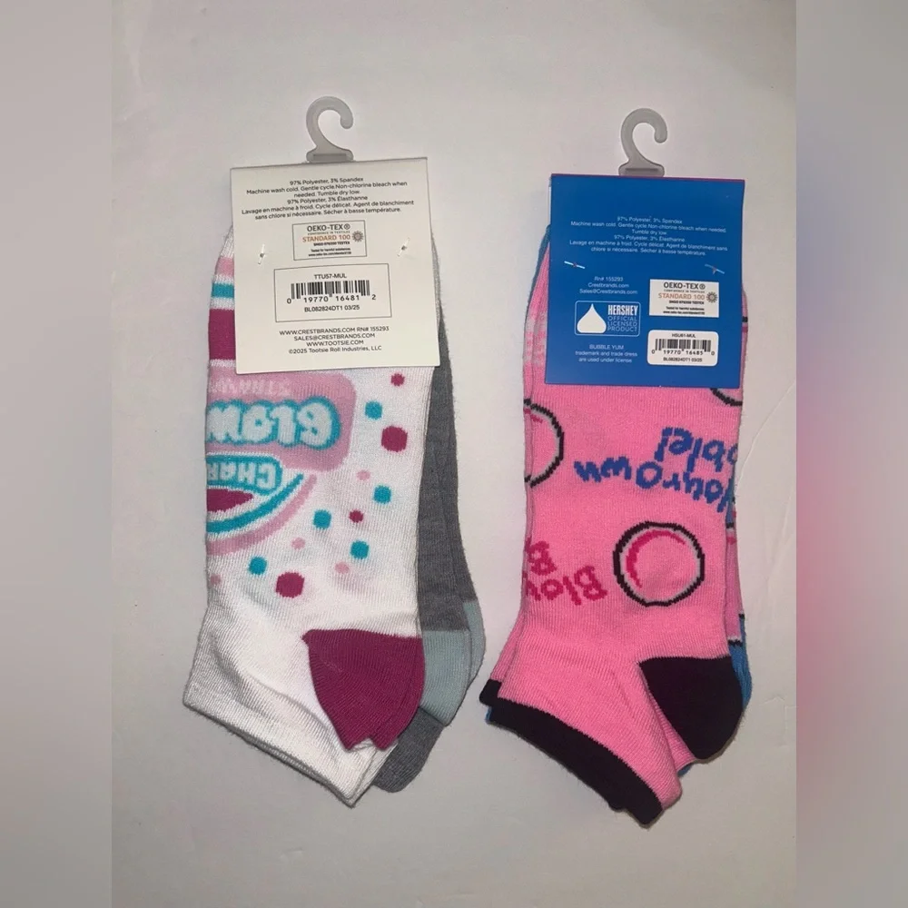 4 pairs Low Cut Socks Bubble Yum Gum & Charms Candy Lollipop NWT Novelty